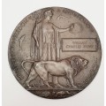 **WW1 British `Dead Man`s Penny` Bronze Memorial Plaque .**