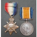 **WW1 : 1914-15 Star & .925 Silver British War Medal w/ Silk Ribbons (5th S.A.M.R).**