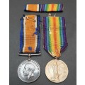 **WW1 : .925 Silver British War Medal & Victory Medal w/ Silk Ribbons (S.A.H.A).**
