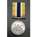 **RARE: 1930s South African Colonial `Getroue Diens` Silver Police Medal w/ Ribbon.**