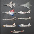 **Border War 1980s:  SAAF Combat Jets Metal & Lucite Badges x9 (No Pins).**
