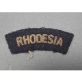 **WW2 1940s Rhodesian Army:  Bullion Embroidered Shoulder Title x1. **