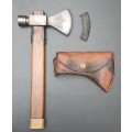 **WW2 French Military Issue: Sapper`s Axe w/ Leather Mount(40cm) . **