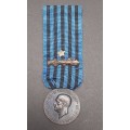 **RARE: 1936 Italian Africa Orientale Fascist Medal w/ Ribbon Devices (Combat & Valour)**