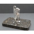 **STUNNING: 1920s Art Deco W.M.F Silverplated Nemean Lion Figurine on Marble Plinth (12cm x 7cm).**