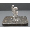 **STUNNING: 1920s Art Deco W.M.F Silverplated Nemean Lion Figurine on Marble Plinth (12cm x 7cm).**