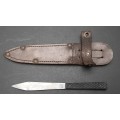 **WW2 : William Rodgers `Truflite` Boot / Throwing Knife w/ Scabbard (15cm).**