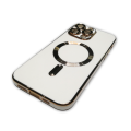Magsafe White and Gold Cover For Iphone 14 Pro