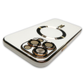Magsafe White and Gold Cover For Iphone 14 Pro Max