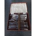 SILVER PLATED FISH KNIVES AND FORKS  - MADE IN ENGLAND