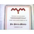 SADF Pro Patria Medal Blank Certificate ( Afrikaans ) A4 - SIZE (unused and no damage at all)