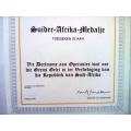 SADF Suider - Afrika - Medaltjie  Blank Certificate ( Afrikaans ) A4 - SIZE (unused and no damage)