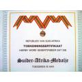 SADF Suider - Afrika - Medaltjie  Blank Certificate ( Afrikaans ) A4 - SIZE (unused and no damage)