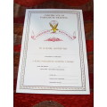 SADF 1 Para Bn Blank Certificate ( English) A4 - SIZE (unused and no damage at all)