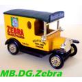 Ford T Van 1920 Reckitt+Sons ZEBRA pre-owned unboxed unplayed no wear superb conditn  MB.DG.Zebra