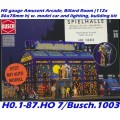 H0 gauge Amusement Arcade, Billard Room (112x86x78mm h) building kit H0.1-87.HO 7/Busch.1003