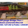 H0 gauge Bridge Piers + bases (concrete-like) dims. see pic. bldg kit H0.1-87.HO 3/Faller.120538