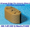 H0 gauge Bridge Pier elements 30mm h x32x75mm oval (set of 5) H0.1-87.HO 5/Noch.21400