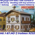 H0 gauge CITY HALL w. roof-bell (130x116mmx152mm h) building kit, H0.1-87.HO 7/Vollmer.9232