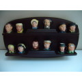 Royal Doulton Dickens Collection - 12x Minature Characters and Display Shelf made in England