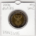 Nelson Mandela 90 Year Birthday Five Rand - R5 2008 - Uncirculated In 2 x 2 Coin Flip