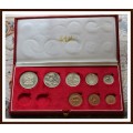 1977 S.A Set the Uncirculated, Nickel Coins in Long Red Box, as per Photo.