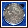 1986 PROOF silver One Rand, Johannesburg Centenary,Excellent Coin, Box as per Photo.