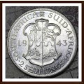 1943 Uni. of S. A. 2 Shillings, Circulated Coin, Judge Conditions for Yourself, as per Photo.