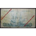 South African Bank Note :FIVE POUNDS / VYE POND : 16 NOVEMBER 1948 : (2nd  ISSUE) MH de KOCK.