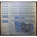 CONGO  :  500 FRANCS (04/01/2002)  (UNC) Condition : Sequential Numbers (794 to 800) as per Photo..
