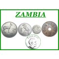 1966 : ZAMBIA : Set of 4 Coins in  Almost UNC and Circulated Conditions, as per Photo.