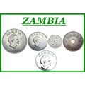 1966 : ZAMBIA : Set of 4 Coins in  Almost UNC and Circulated Conditions, as per Photo.