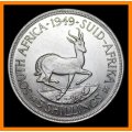 1949 : Union of  S. A. : 5 Shillings :  Coin in AUNC. Conditions, as per Photo.
