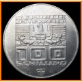 1976 : Austria : 100 SHILLINGS : Issue :XII Winter Olympic Games, Innsbruck 1976 Skier(Silver Coin).