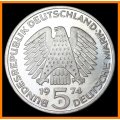 1974 : GERMAN FEDERAL REPUBLIC  5 Deutsche Mark Commemorative Coin,(Silver Coin) as per Photo.