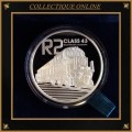 2013 R.S.A. : TRAINS OF SOUTH AFRICA : R2 PROOF SILVER COIN ( CLASS 43 DIESELELECTRIC). MINTAGE 680.