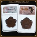 1923 : UNION S. A. : PENNY : COIN IN AU 58 :  VERY LOW Minted 91.097  : GRADED by S.A.N.G.S.