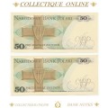 1988 : Poland  : 50 Zlotych : ALMOST UNC / CONSEC. NUMBERS (866-867) : DATE:  1 DECEMBER 1988.