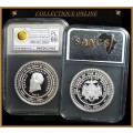 2024 : 1 OZ (AG 999) FINE SILVER MEDALLON : 100 yrs of Burgers Pond :  PL 69 : GRADED by S.A.N.G.S.