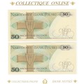 1988 : Poland  : 50 Zlotych : ALMOST UNC / CONSEC. NUMBERS (692-693) : DATE:  1 DECEMBER 1988.