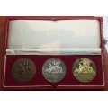 1820 to 1970 BRITISH SETTLERS medallion set - GOLD + SILVER + BRONZE - SAMINT ORIGINAL SET IN BOX