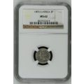 1893 ZAR 3 PENCE - MS62 - NGC GRADED 4TH FINEST - HERNS VALUE IN UNC IS R35,000 - GRAB A BARGAIN