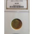 RARE - 1893 ZAR GOLD POND ** AU58 ** VALUE HERN R35 000 IN XF & R95000 IN UNC - THIS IS ALMOST UNC