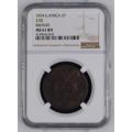 new label- 1874 ZAR 2 PENCE BRONZE **MS61BN * PATTERN PENCE * NGC GRADE - HERNS VALUE R24 000 IN UNC