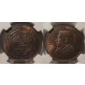 3RD FINEST 1892 ZAR 1 PENNY ** MS64RB * NGC GRADE - HERNS IN UNC R22 000.00 & 4 000 IN XF