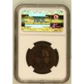 3RD FINEST 1892 ZAR 1 PENNY ** MS64RB * NGC GRADE - HERNS IN UNC R22 000.00 & 4 000 IN XF