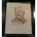 BLACK FRIDAY SALE MANDELA - PASTEL PORTRAIT -ANDRE SMIT SIGNED BY ARTIST - UNFRAMED PASTEL ART PAPER
