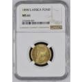 1898 ZAR 1 POND - MS61 - NGC GRADED - HERNS VALUE very very underrated -MARKET VALUE OVER R30,000