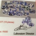 CERTIFIED 2.18cts TANZANITE - OVAL CUT - EXCELLENT COLOR -15 STONES MIXED SIZES - CERTIFIED GISA