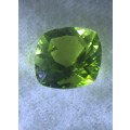 NATURAL GREEN PERIDOT - 3.30cts - SQUARE CUSHION STEP CUT STONE CERTIFIED BY GISA